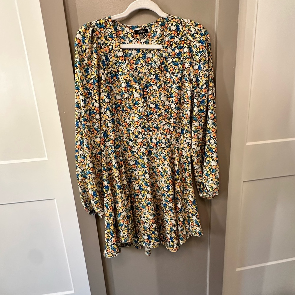 AFRM Multicolor Floral V-Neck Dress